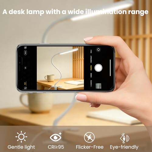 Clip on LED Light for Easel Painting & Nail Tech, White | 3 Color Modes,10 Brightness Levels,USB Powered,Clamp Lamp for reading,Artists, Manicurist and Desk - color: White