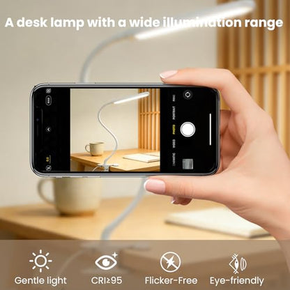 Clip on LED Light for Easel Painting & Nail Tech, White | 3 Color Modes,10 Brightness Levels,USB Powered,Clamp Lamp for reading,Artists, Manicurist and Desk - color: White