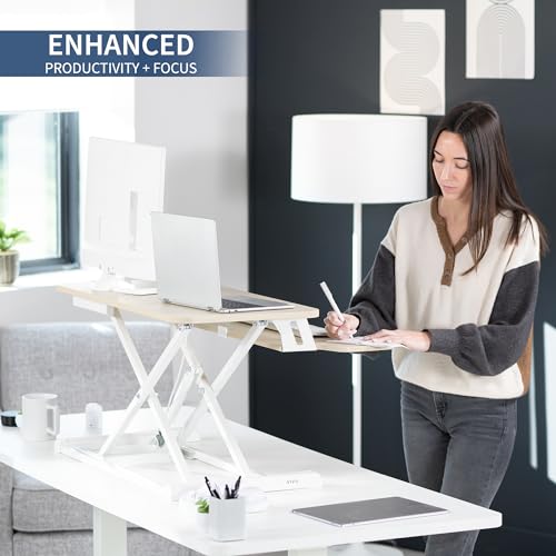 VIVO Light Wood 32 inch Standing Desk Converter, DESK-V000KF - color: Light Wood, size: 32"