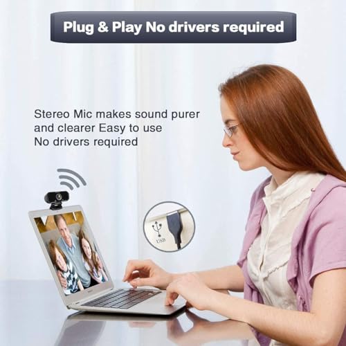 Webcam 1080p HD Computer Camera Microphone Laptop USB PC Webcam - color: Black-1080P