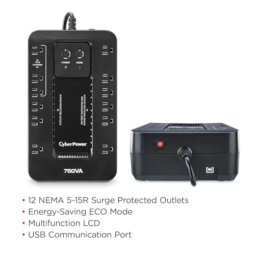 CyberPower EC750G Ecologic UPS Battery Backup and Surge Protector - style: 750VA