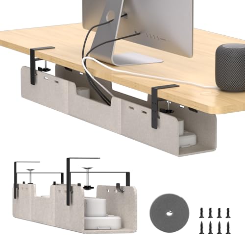 No-Drill Under Standing Desk Cable Management,31.5" L,Beige - color: Beige, size: 31.5"