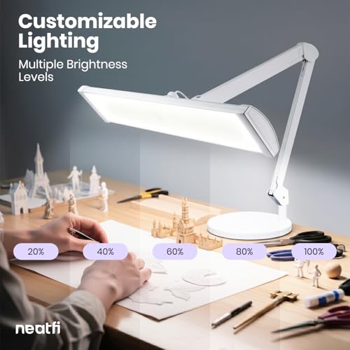 Neatfi Ultra 3,500 Lumens LED Desk Lamp with Base, 26-Inch Shade (White-3) - color: White-3, size: 26-Inch Wide Shade