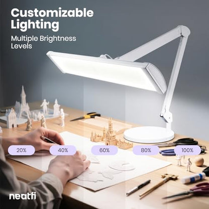 Neatfi Ultra 3,500 Lumens LED Desk Lamp with Base, 26-Inch Shade (White-3) - color: White-3, size: 26-Inch Wide Shade