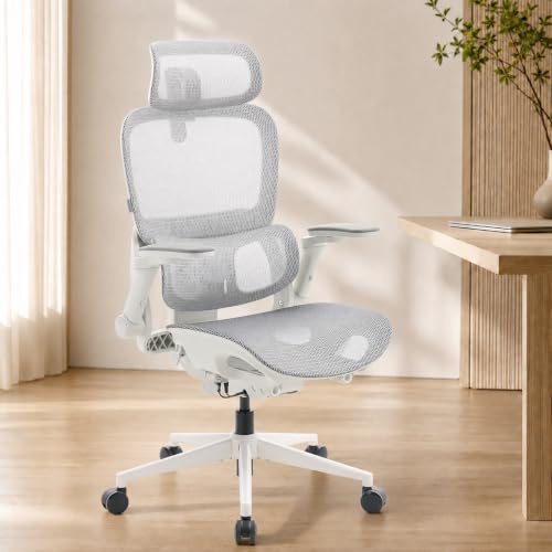 SIHOO B300 PRO Ergonomic Office Chair, High Back Mesh Computer Chair, White - color: Soft White, size: Pack of 1