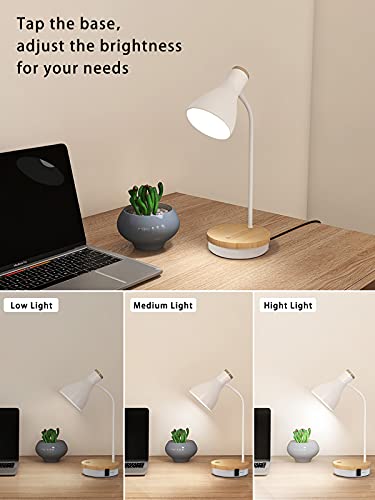 LALISU Metal Desk Lamp Wireless Charging Table Lamp Touch Reading Lights - color: Touch-White