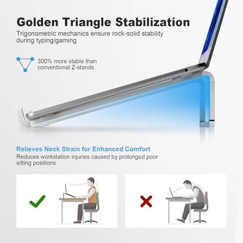 Foldable Laptop Stand for Desk, Silver | Universal Laptop Riser, Ventilated Holder Mount, Compatible with MacBook, Notebook - color: Silver