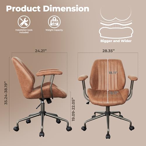 ovios Ergonomic Office Chair Mid-Back Modern Computer Chair, Brown - color: Brown, size: Mid Back, Regular Cushion