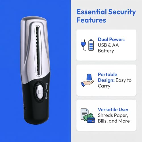 Portable Handheld Paper Shredder – Strip Cut, USB, Mini Desktop | Your Secrets, Shredded. Anytime. Anywhere. USB or AA Battery Power, Cuts A4 Paper & Cards. Tiny Shredder, Massive Privacy