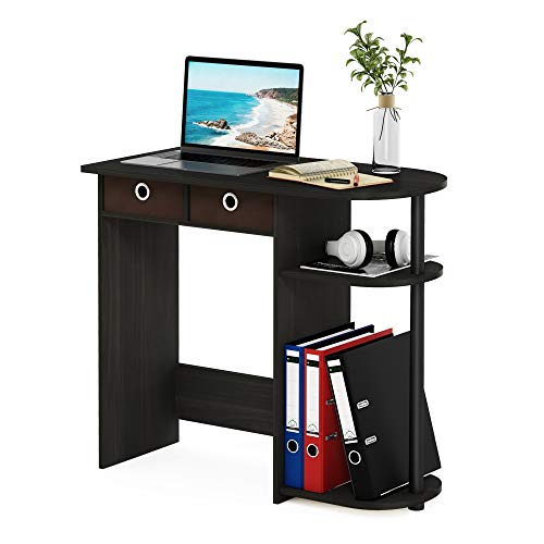 Furinno Go Green Desk, 31.5" Wide Gaming Desk with 2 Side Shelves and Storage Bins, Computer Desk, Office Desk for Home Office, Study Room, Dorm, Bedroom, Espresso - color: Espresso/Black/Brown, size: 31.5" x 15.6"