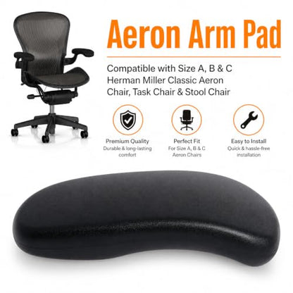 Office Chair Arm Pads for Aeron Chair Graphite, Polyurethane, 2 Pack | Replacement for Herman Miller Classic Aeron Chair, Graphite Finish, Comfortable Desk Armrest Pads