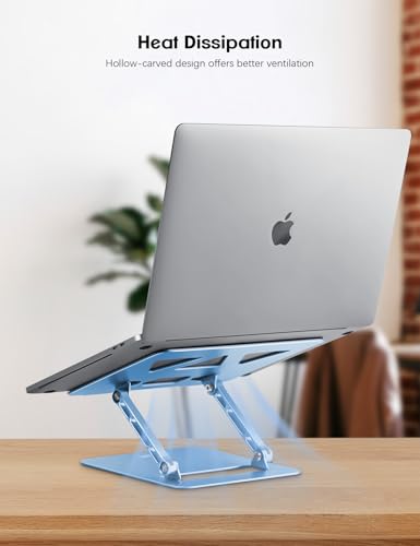 Aoviho Adjustable Laptop Stand for Desk,Portable Laptop Stand Holder and Riser,Foldable Aluminum Notebook Computer Stands for MacBook Air Pro HP Lenovo Dell Samsung Chromebook, 10-15.6 inch, Sky Blue - color: Sky Blue