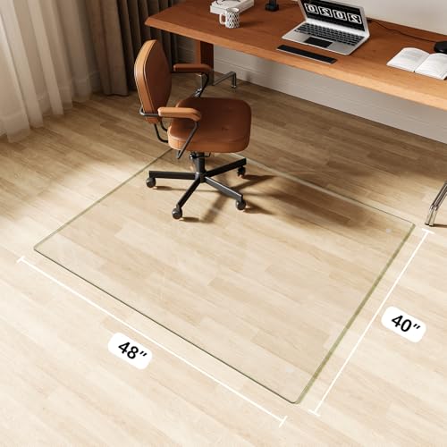 Glass Chair Mat 40" x 48" Tempered Glass Office Chair Mat - color: Transparent, size: 48" x 40"
