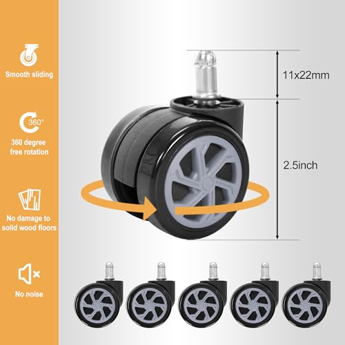 28" Heavy Duty Nylon Gaming Office Chair Base Replacement Part with Wheels | Computer Chair Base Legs with 5 Casters - color: Grey