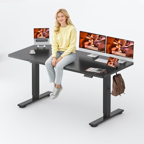 71''x32'' Large Stand Up Desk Adjustable for Computer Workstation | Black Extra Large Standing Electric Splice Board Desk with Adjustable Height and Memory Preset, for Computer Workstation - color: Black, size: 7131