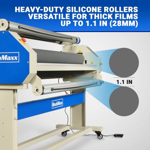 65" Full-Auto Cold & Heat Assisted Laminator Machine with 4 Trimmers, Max Speed 40ft/min, 63" Max Width, 1.1" Max Thickness, Infrared Heating, (Requires Air Compressor, Not Included),1700-B2