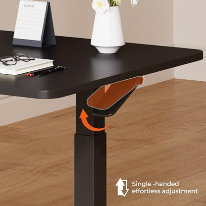 40''Pneumatic Standing Desk,Onepiece Adjustable Height Home Office | Black 39.4" x 23.6" Home Desk Rolling Computer Workstation with Hooks & Cup Holder,Hidden Casters - color: Black, size: 4024