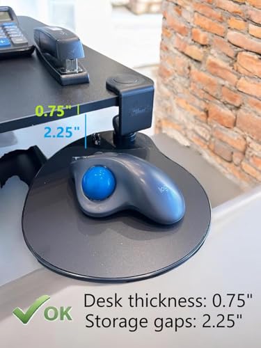 MAX SMART Clamp on Mouse Platform, Clip on Mouse Pad, Rotating 360, Easy Slide Out Tray, Suitable Up to for 1.5" Thickness Desk, for Home, Office to Save Space (Black)