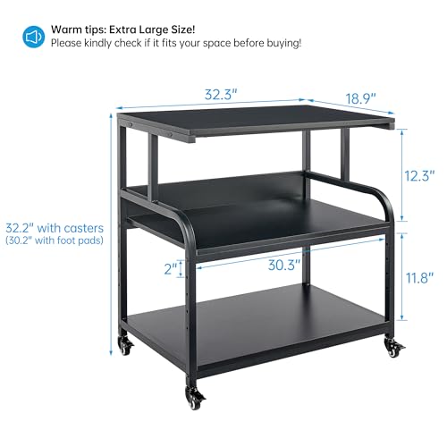 Fannova 32.3"x18.9" Extra Large Printer Stand with Adjustable Storage Shelf - color: Black, size: 32.3"W x 18.9"D x 32.1"H