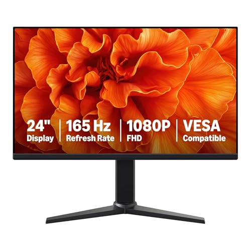 Amazon Basics 24 Inch (23.8 inch viewable) Gaming Monitor, FHD 1080P, 165Hz, VESA Compatible, Adaptive sync, 1ms Response, Black - size: 23.8 inch viewable, style: 165Hz