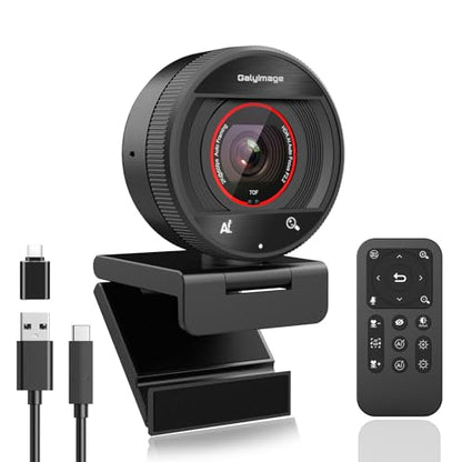 2K AI Webcam USB 3.0 with HDR 8X Digital Zoom & Microphone for PC - color: Onyx Black