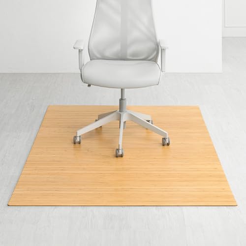 Anji Mountain 72" x 48" Bamboo Office Chair Mat for Carpet & Hardwood Floor - color: Natural, size: 72" x 48", style: Without Lip