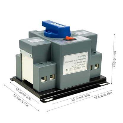 Dual Power Automatic Transfer Switch 63A 2P/4P 110V Generator Changeover Switch Tool Electronic Power Circuit Breaker Controller 50HZ/60HZ (2P/63A Blue)