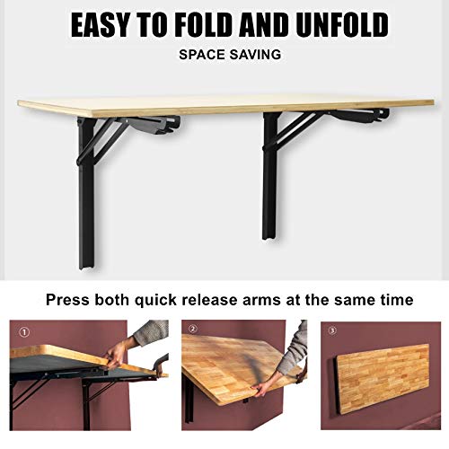 WALMANN 24" Folding Shelf Brackets, Heavy Duty Collapsible Brackets for Shelves Wall Mounted Hinges Space Saving Folding Bracket for Table Bench - size: 24 Inch