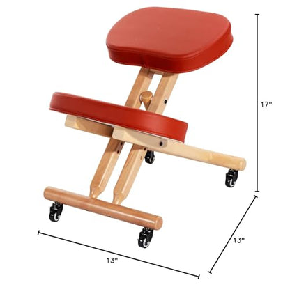 Massage Ergonomic Kneeling Chair, Adjustable Height Posture Stool for Home and Office - Neck and Back Pain Relieving | Spine Tension Relief- Thick Comfortable Cushions (Cinnamon) - color: Cinnamon