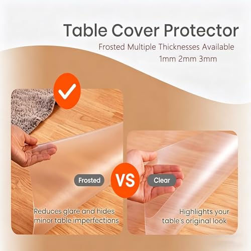 AHWEKR 16x26 Inch Frosted PVC Office Writing Desk Protector Plastic Crystal Tabletop Protector Rectangle PVC Vinyl Laptop Desk Waterproof Plastic Desk Mat for Computer Desk Keyboard Pad