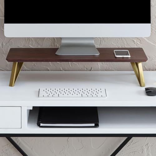 Anji Mountain Monitor Stand for Desk - Desktop Organizer & Laptop Riser, Ergonomic Monitor Riser, Space-Saving, Durable, Easy Assembly & Ideal for Home & Office,Walnut, 24-Inch, Classic - color: Walnut