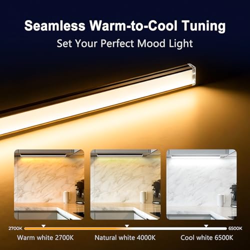 VST Touch Control 6 Pack Under Cabinet Lighting, 2700K-6500K, Black | LED Cabinet Light Bars, Dimmable & Adjustable Color Temperature, Ultra Thin Linkable Under Counter Lights for Kitchen, Closet - color: Black