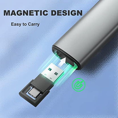 Rechargeable Green Laser Pointer Presentation Clicker for Laptop PowerPoint, USB-A USB-C Wireless Presenter Remote Power Point Clicker for Computer/Mac/PPT/Slideshow/Google Slide Advancer - style: Metal Rechargeable 02 Green Light