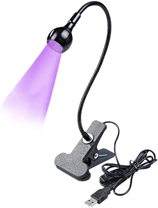 USB 3W LED UV Ultraviolet Phone Glue Curing Lamp,UV Led Nail Lamp for Gel Nails,Portable Clamp Flexible Desk Lamps for Mobile Repair,Plug and Play Black - color: Black