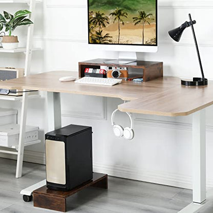 TEAMIX 2-Pack Monitor Stand Riser 20 inch, Wooden Tabletop Shelf, Brown - color: Brown, size: 2 Pack-20 inch