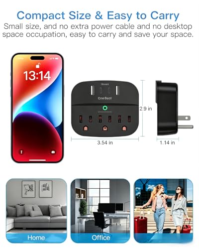Multi Plug Outlet Splitter with USB,Surge Protector Outlet 2 Pack,Black - color: Black, size: 2c2a, 2 Pack