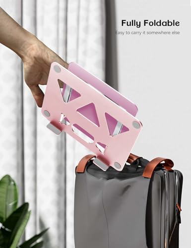 Aoviho Adjustable Laptop Stand for Desk,Portable Laptop Stand Holder and Riser,Foldable Aluminum Notebook Computer Stands for MacBook Air Pro HP Lenovo Dell Samsung, 10-15.6 inch,Blush Rose Silver - color: Blush Rose Silver