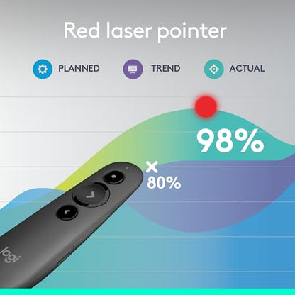 Logitech Wireless Presenter R500s, PowerPoint Clicker with Laser Pointer, Wireless Presentation Clicker Remote - color: Red Laser, style: 3 buttons