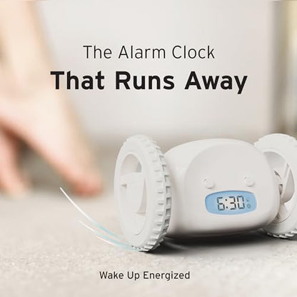 CLOCKY Alarm Clock on Wheels – Loud Rolling Alarm Clock for Heavy Sleepers - color: White
