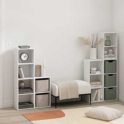 Furinno PASIR Book Shelf, 2-Tier Modern Bookshelf, Open Shelves Cube Bookcase, 9 x 12 x 21, Easy Assembly, Closed Back, for Living Room, Bedroom, Home Office, Plain White - color: Plain White, size: 2-Cube, 9 x 12 x 21
