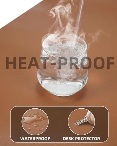 Leather Desk Pad Protector, Brown, 31.5" x 15.7",Office Desk Mat - color: Brown, size: 31.5" x 15.7"