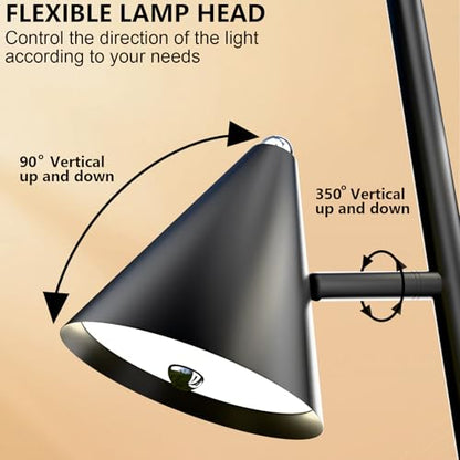 Black Floor Lamp for Office and Living Room, with 3 Rotatable LED Lights, Magnetic Remote, 5 Color Temp - color: Black