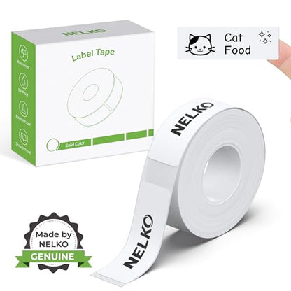 Nelko Genuine P21 Label Maker Tape, 14x40mm(0.55"x1.57"), White - color: White