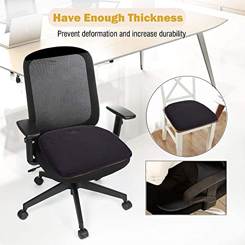Big Hippo Chair Pads, Memory Foam Chair Seat Cushion Non Slip Rubber Back Thicken Chair Padding with Elastic Bands for Home Office Outdoor Seats (Black-1pc) - color: Black