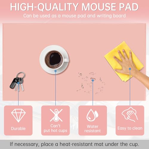 AKOZLIN 35.4"x 18.9" Soft PU Leather Surface Office Desk Mouse Mat Anti-Push Pad with Full Grip Fixation Lip Table Blotter Edge-Locked Protector Pink - color: Pink, size: 35.4"x18.9"