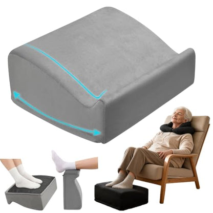 Foot Rest Under Desk with Rocking Base | Gray Velvet | Washable velvet cover | 15° tilt + rocking base | 2 heights: 6.1"/7.3" | Non-slip | Office, gaming, home - color: Gray, size: 12.6" L x 15" W x 6.1"