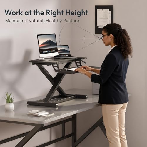 FLEXISPOT Standing Desk Converter, 28", Black - color: Black, size: 28"