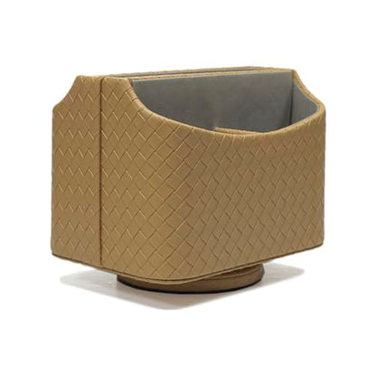 UnionBasic Rotating Desk Organizer, 360 Desk Spinning Caddy, Desktop TV Guide/Mail/Media/Remote Controller Holder Organizer, Woven Apricot - color: Woven Apricot