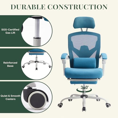 Ergonomic Office Chair with Footrest, Computer Gaming Chair