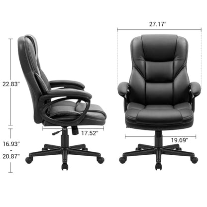 Furmax Office Executive Chair High Back Adjustable Managerial Home Desk Chair, Swivel Computer PU Leather Chair with Lumbar Support (1, Black) - color: Black